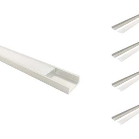 Profilé Aluminium 1m pour Ruban LED avec Couvercle Blanc Opaque (Pack de 5) - SILAMP - Aluminium