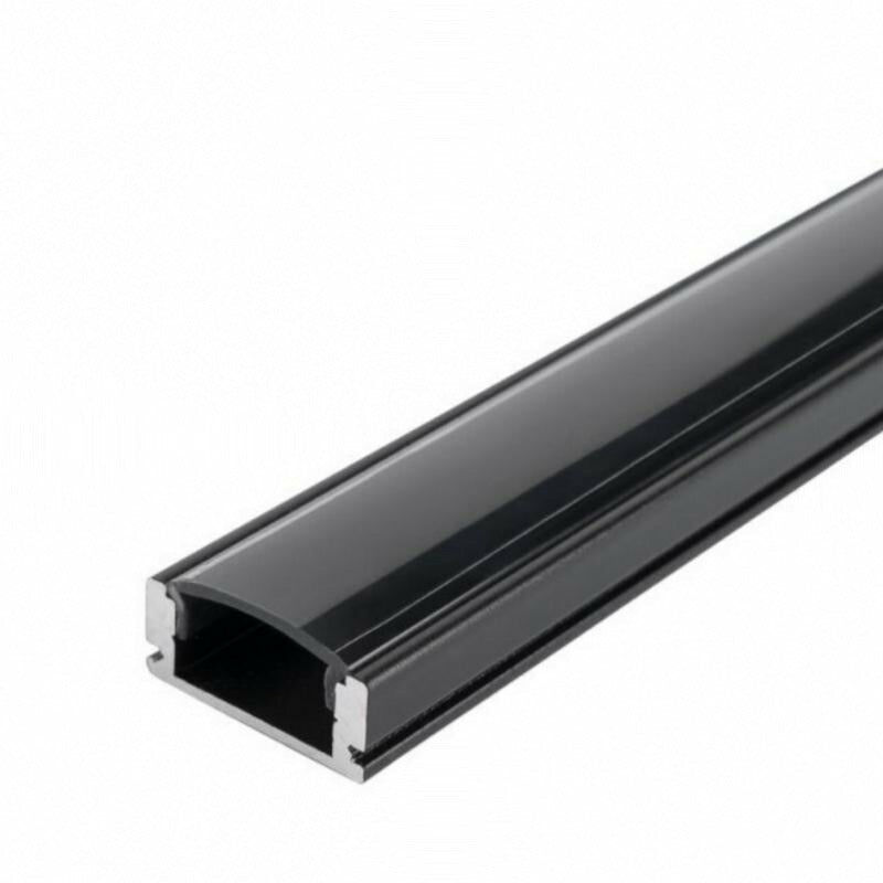 Profilé Aluminium 2m Noir pour Ruban LED - Cache Opaque Noir - S
