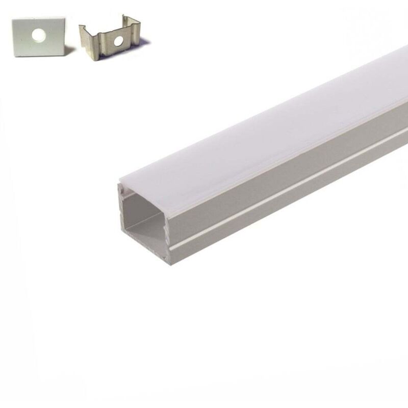 Profilé aluminium 5 Mètres encastrable ( 5 x 1 mètre ) avec diffuseur opaque pour rubans 220V