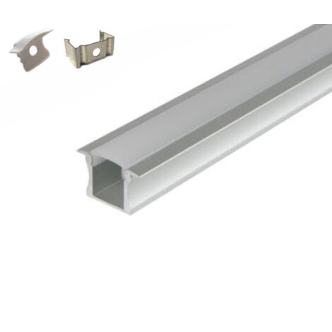 Profilé aluminium 5 Mètres encastrable avec ailettes ( 5 x 1 mètre ) avec diffuseur opaque aspect néon.