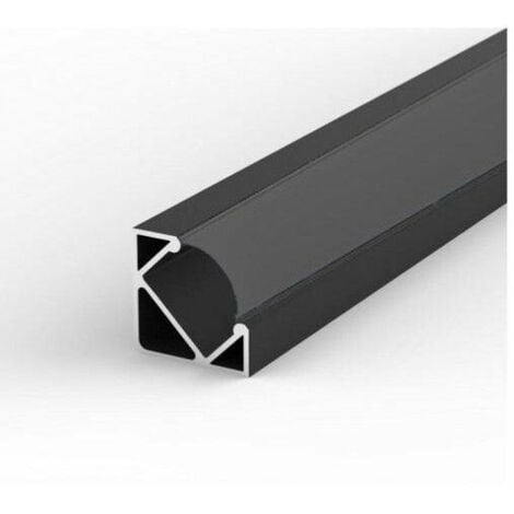 Profilé Aluminium Angle 2m Noir pour Ruban LED Couvercle Noir Opaque