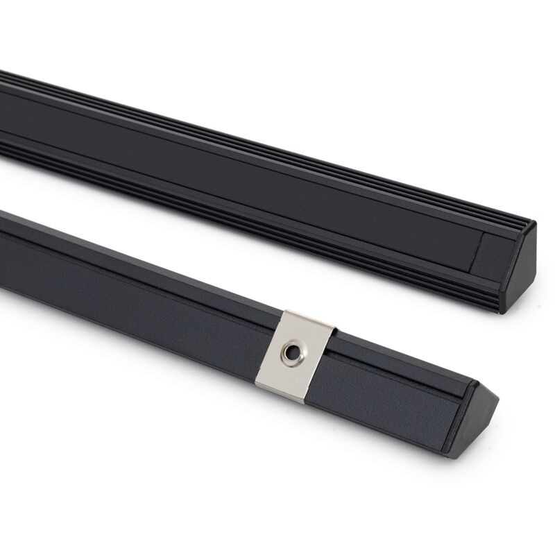 Profilé Aluminium Angle en Saillie 2m pour Ruban led jusqu'à 11 mm Noir 2 m Noir translucide