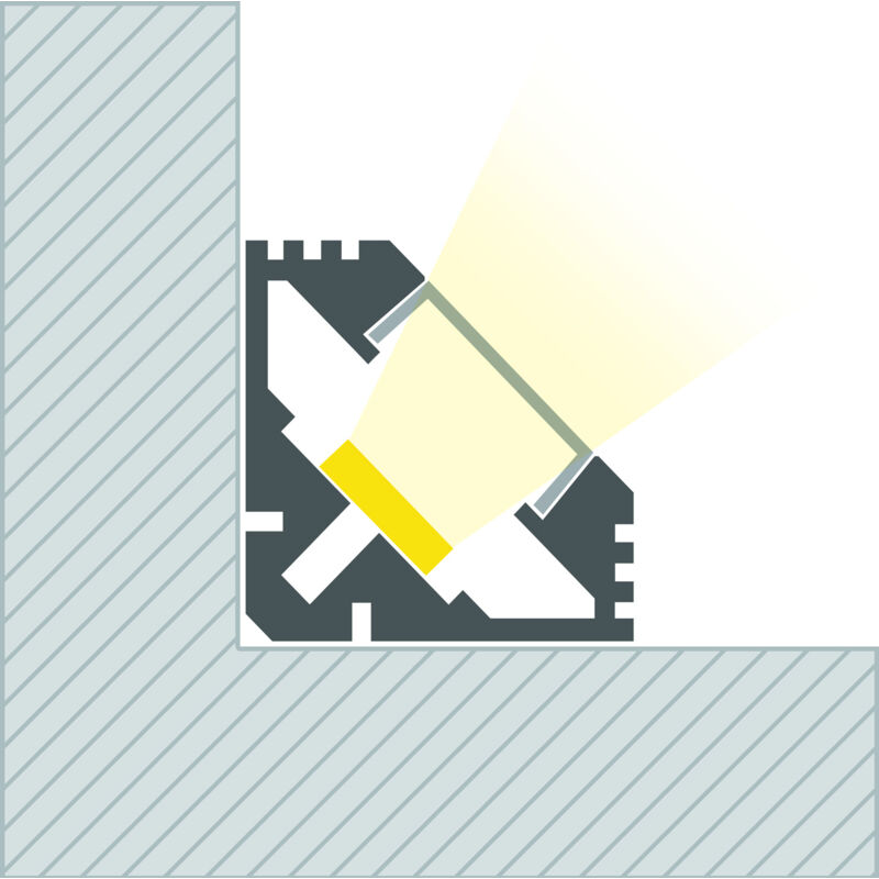 Profilé Aluminium Angle en Saillie 2m pour Ruban led jusqu'à 11 mm Noir 2 m Transparente