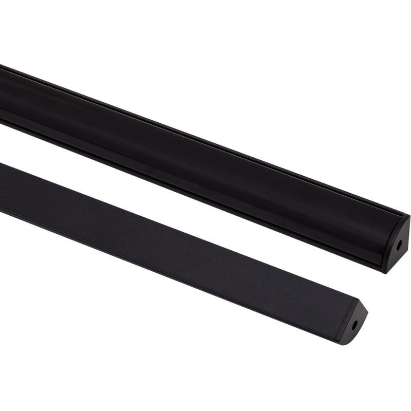 Profilé Aluminium Angle Rond avec Capot Continu pour Ruban led jusqu'à 10 mm Noir 2 m Noir translucide