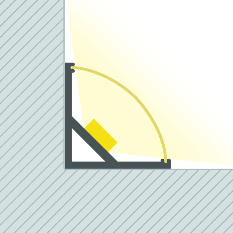Ledkia - Profilé Aluminium Angle Rond avec Capot Continu pour Ruban led jusqu'à 10 mm Aluminium 2 m Blanc translucide