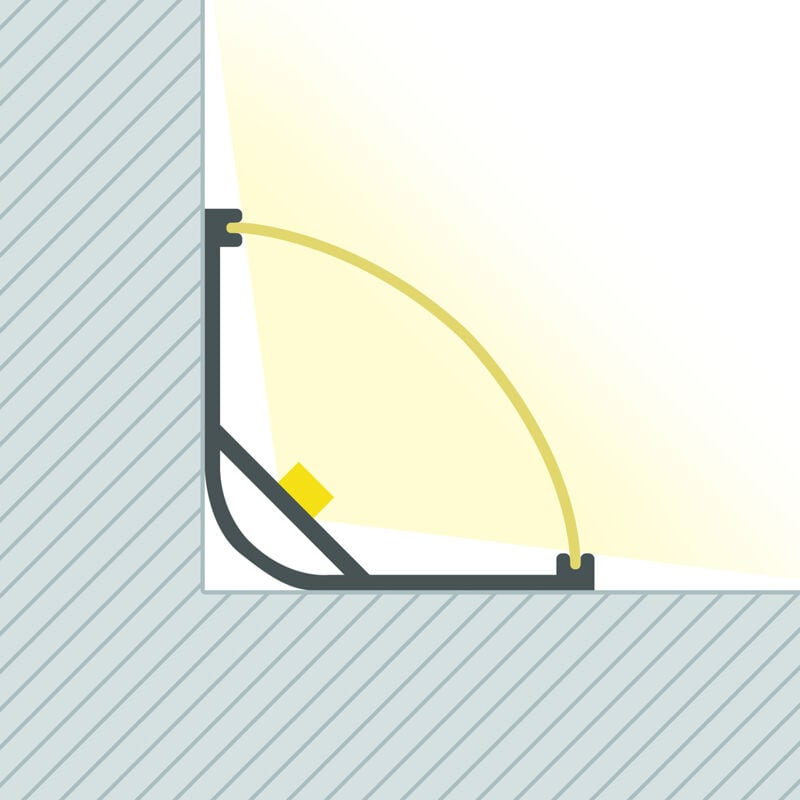 Profilé Aluminium Angle Rond avec Capot Continu pour Ruban led jusqu'à 20 mm Blanc 2 m Blanc translucide