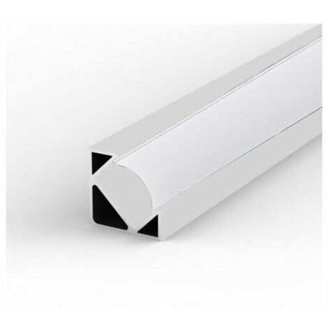 Profilé Aluminium Blanc Angle 2m pour Ruban LED Couvercle Blanc Opaque - SILAMP - Blanc