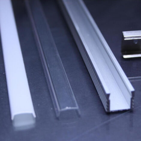 Profilé Aluminium De 1m Pour Barrettes Led Cc-32 Avec Couvercle Opaque Ou Transparent       -couverture Mate -