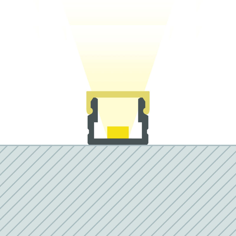 Profilé Aluminium en Saillie 2m pour Ruban led jusqu'à 6 mm Aluminium 2 m Blanc translucide