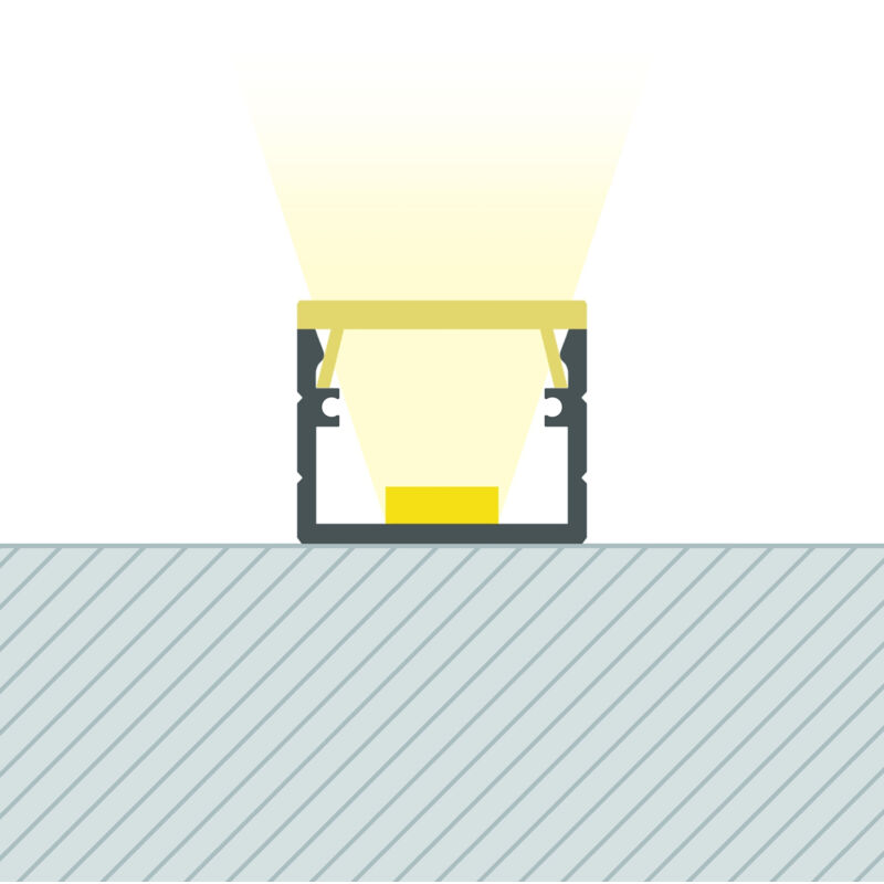 Profilé Aluminium en Saillie 2m pour Ruban LED jusqu'à 8 mm Aluminium 2 m Semi-transparent