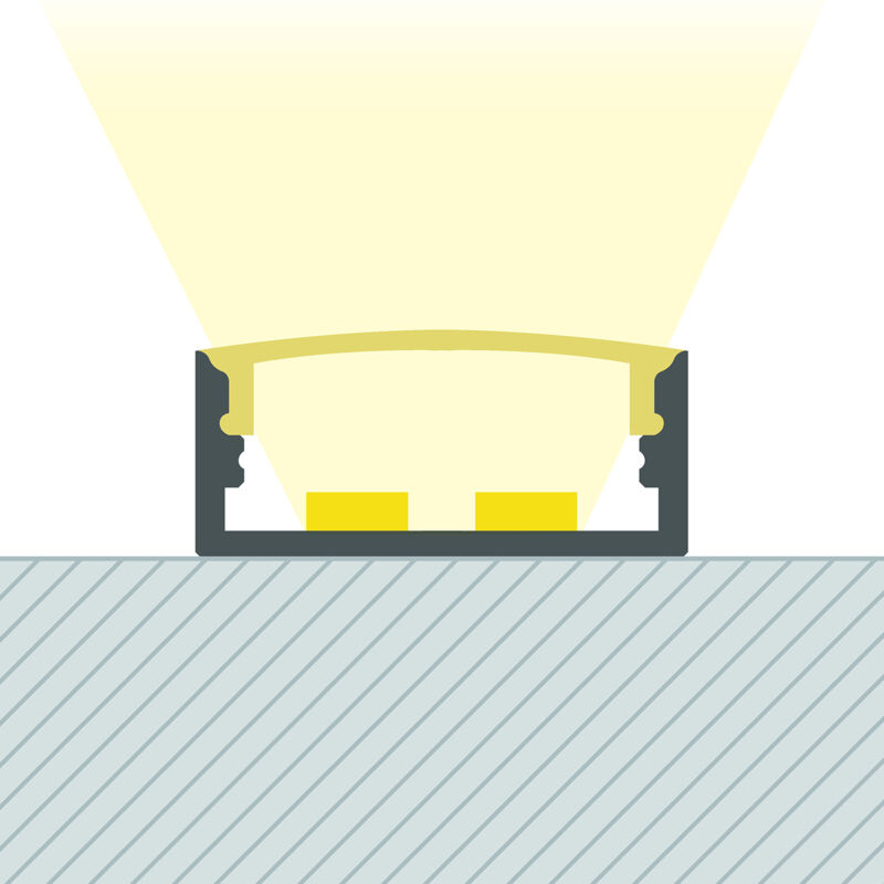 Profilé Aluminium en Saillie avec Capot Continu pour Double Ruban led jusqu'à 20 mm Aluminium 10 m Blanc translucide