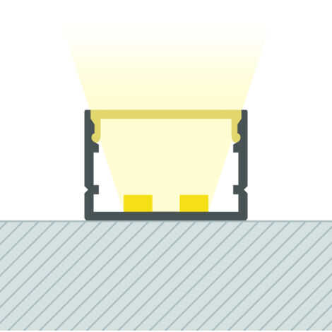 Profilé Aluminium en Saillie avec Capot Continu pour Double Ruban LED jusqu'à 22 mm  Blanc 2 m Blanc translucide