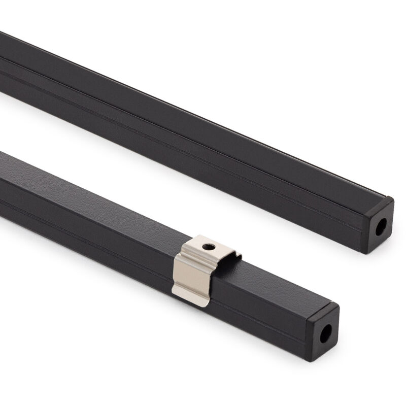 Profilé Aluminium En Saillie pour Rubans LED jusqu'à 8 mm avec Capot Continu Noir 2 m Noir translucide Profilé Aluminium En Saillie pour Rubans LED jusqu'à 8 mm avec Capot Continu Noir 2 m Noir translucide