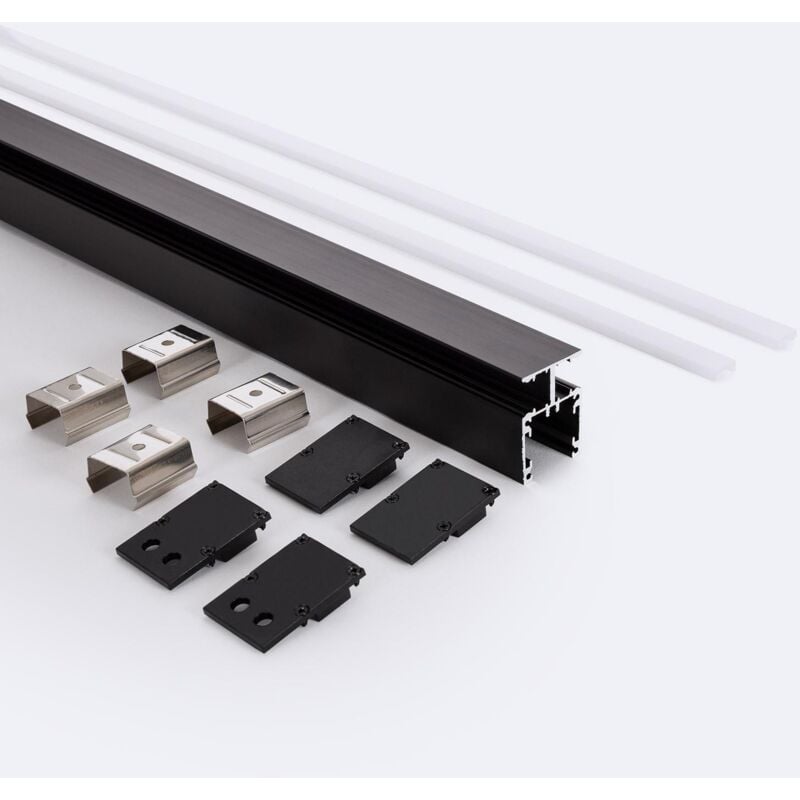 Profilé Aluminium en Saillie pour Moulure Double 2m Noir pour Rubans led jusqu'à 10 mm 2 m