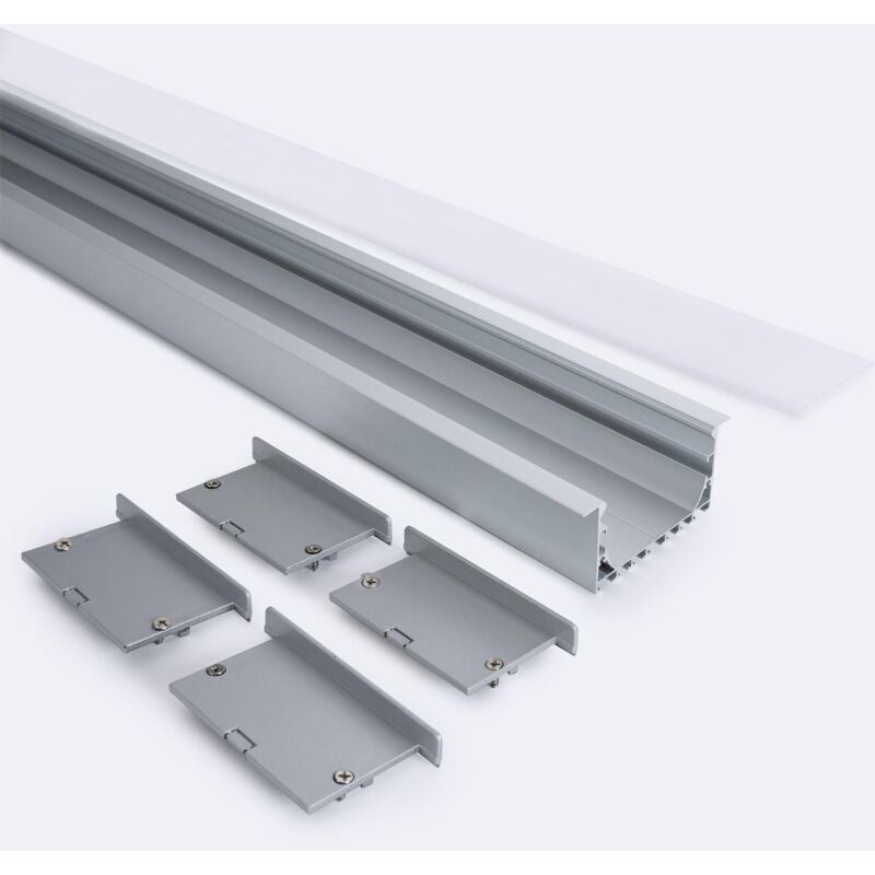 Ledkia - Profilé Aluminium Encastrable 2 m avec Capot Continu pour Rubans led jusqu'à 45 mm 2 m