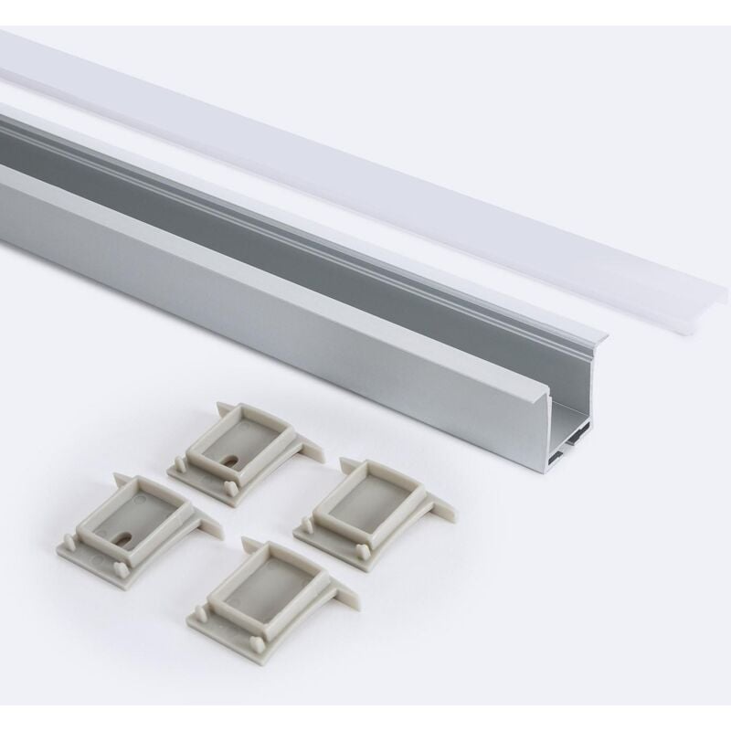 Profilé Aluminium Encastrable 2m avec Capot Continu pour Rubans led jusqu'à 19 mm 2 m