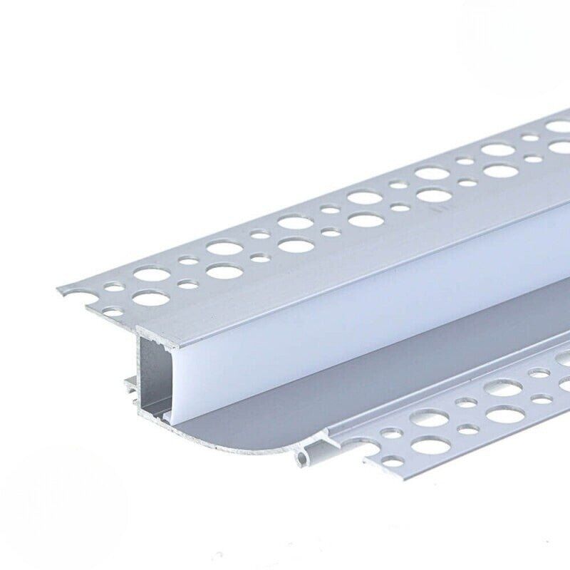 Optonica - Profilé Aluminium Encastré 2m pour Plâtre Couvercle Blanc Opaque