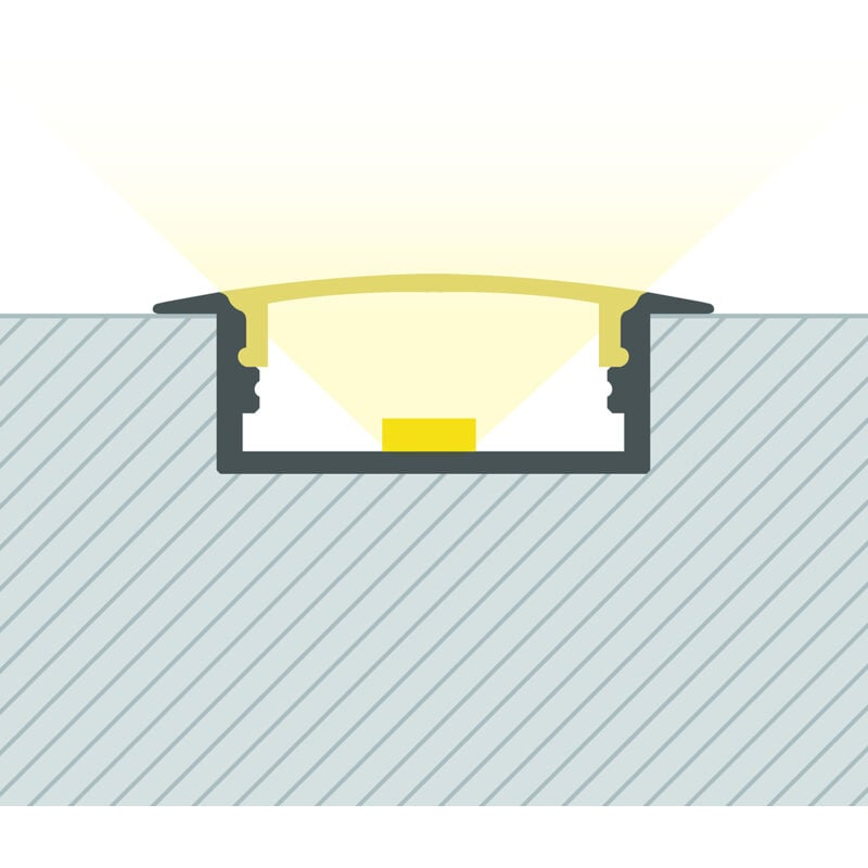 Profilé Aluminium Encastré avec Capot Continu pour Double Ruban led jusqu'à 18 mm Aluminium 10 m Semi-transparent