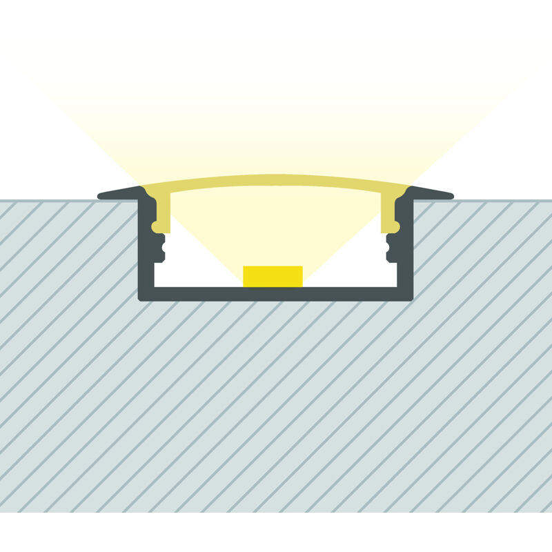 Profilé Aluminium Encastré avec Capot Continu pour Double Ruban led jusqu'à 18 mm Aluminium 4 m Blanc translucide