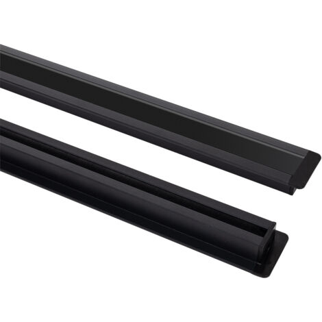Profilé Aluminium Encastré avec Clips et Capot Continu pour Rubans LED jusqu'à 12 mm avec Capot Continu Noir 2 m Noir translucide