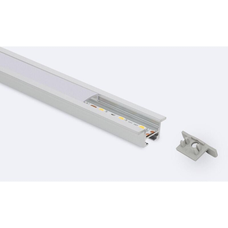 Profilé Aluminium Encastré Plafond avec Clips 1m pour Rubans led jusqu'à 12mm Capot translucide 2 m