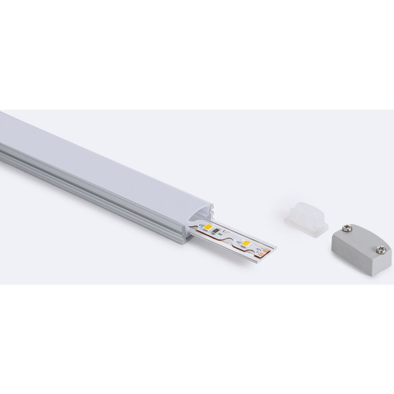 Profilé Aluminium Étanche IP65 en Saillie 2m pour Ruban led jusqu'à 8 mm Aluminium 2 m Blanc translucide