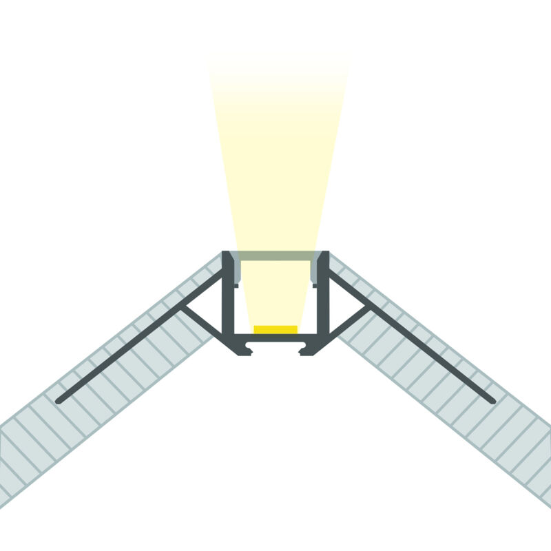 Profilé Aluminium Intégration Plâtre/Placo avec Capot Continu pour Angle Arista pour Ruban led jusqu'à 9 mm Aluminium 2 m Blanc translucide