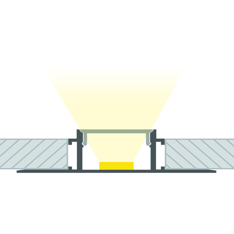 Profilé Aluminium Intégration Plâtre/Placo avec Capot Continu pour Ruban led jusqu'à 20 mm Noir 2 m Transparente