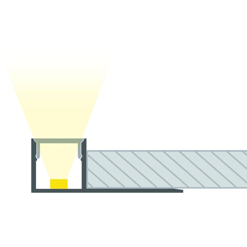 Profilé Aluminium Intégration Plâtre/Placo avec Capot Continu pour Ruban led jusqu'à 8 mm Noir 4 m Semi-transparent
