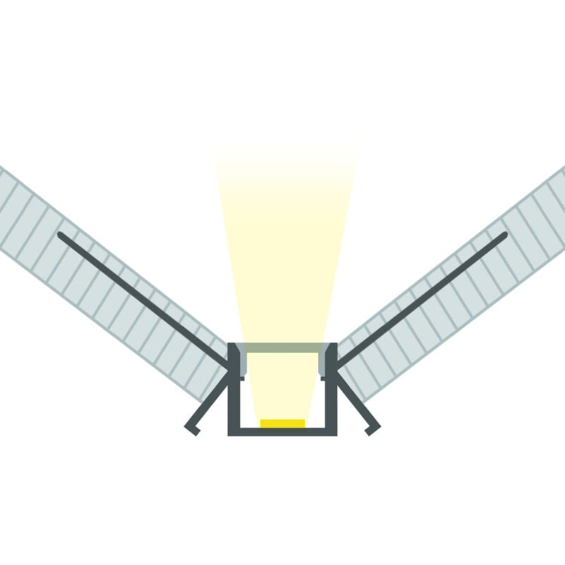 Profilé Aluminium Intégration Plâtre/Placo avec Capot Continu pour Ruban led pour Angle Intérieur jusqu'à 9 mm Aluminium 2 m Blanc translucide