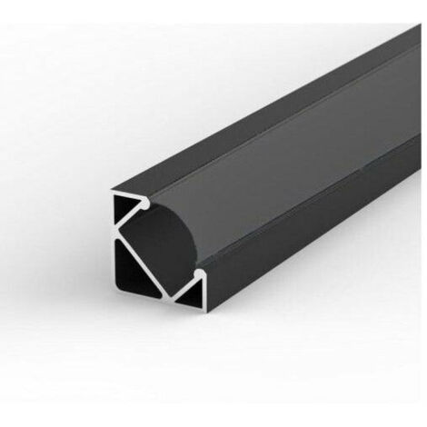 Profilé Aluminium Noir Angle 2m pour Ruban LED Couvercle Noir Opaque - SILAMP