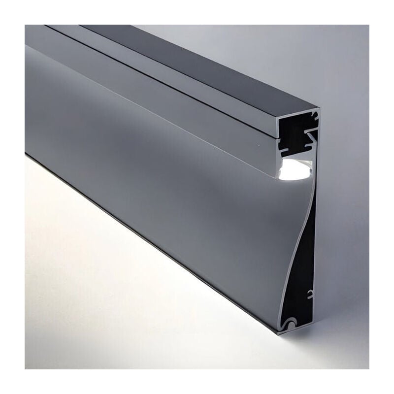 Silumen - Profilé Aluminium Plinthe Couleur Gris Métallique 2M pour Ruban led 10mm