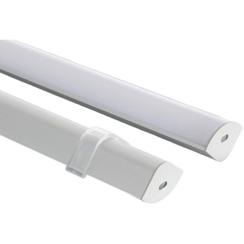 Profilé Aluminium pour Angle avec Capot Continu pour Ruban led jusqu'à 20mm Capot circulaire translucide 4 m
