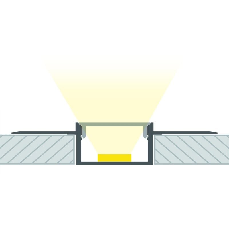Profilé Aluminium pour Plâtre/Placo avec Capot Continu pour Ruban led jusqu'à 15 mm Aluminium 2 m Blanc translucide