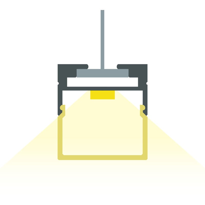 Profilé Aluminium Suspendu 2m pour Ruban led jusqu'à 17 mm Aluminium 2 m Semi-transparent