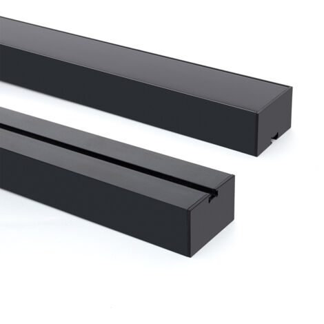 Profilé Aluminium Suspendu XL 50x30 pour Rubans LED jusqu'à 45 mm avec Capot Continu Noir 2 m Noir translucide