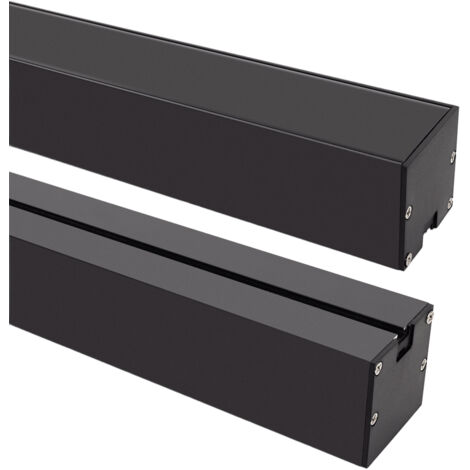 Profilé Aluminium Suspendu XL 50x50 pour Rubans LED jusqu'à 45 mm avec Capot Continu Noir 2 m Noir translucide