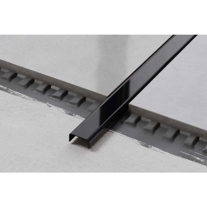 Profilé c de connexion en acier inoxydable pour carrelage 1cm x 270cm - Noir brillant