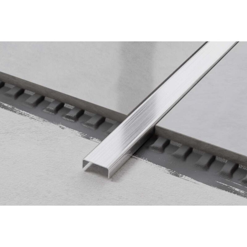 Profilé c de connexion en acier inoxydable pour carrelage 2cm x 244cm - Argent satiné
