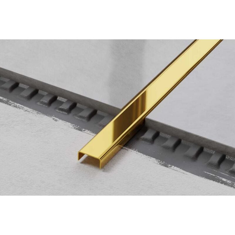 Profilé c de connexion en acier inoxydable pour carrelage 2cm x 244cm - Or brillant