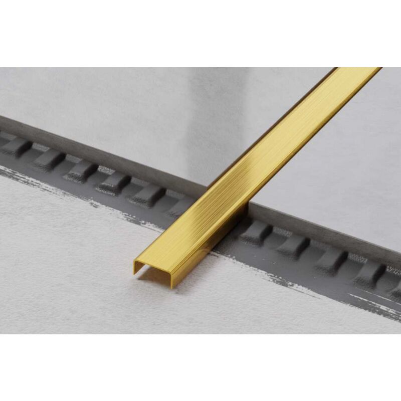 Profilé c de connexion en acier inoxydable pour carrelage 2cm x 270cm - Or satiné