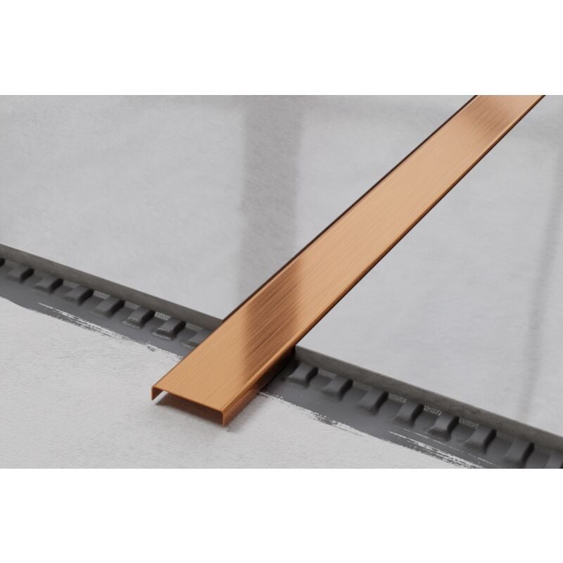 Profilé c de connexion en acier inoxydable pour carrelage 4cm x 244cm - Cuivre satiné