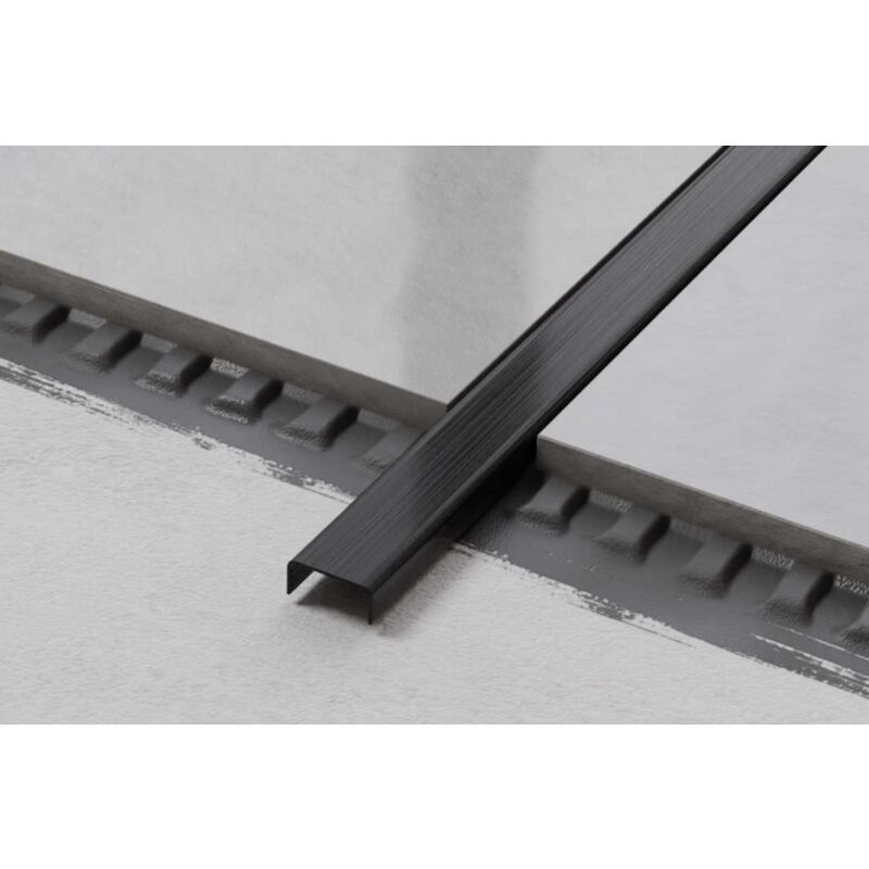 Profilé c de connexion en acier inoxydable pour carrelage 4cm x 244cm - Noir satiné