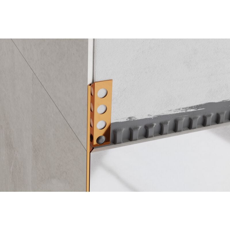 Profilé d'angle Rs en acier inoxydable à 45 degrés pour carreaux 1.2cm x 244cm - Cuivre brillant