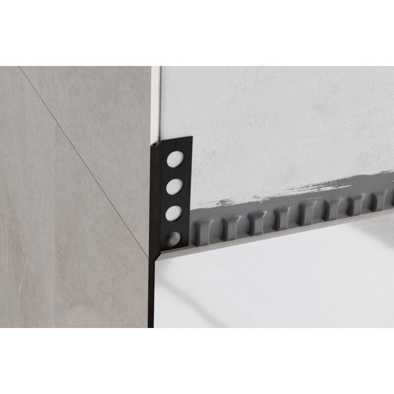 Profilé d'angle Rs en acier inoxydable à 45 degrés pour carreaux 1.2cm x 244cm - Noir satiné