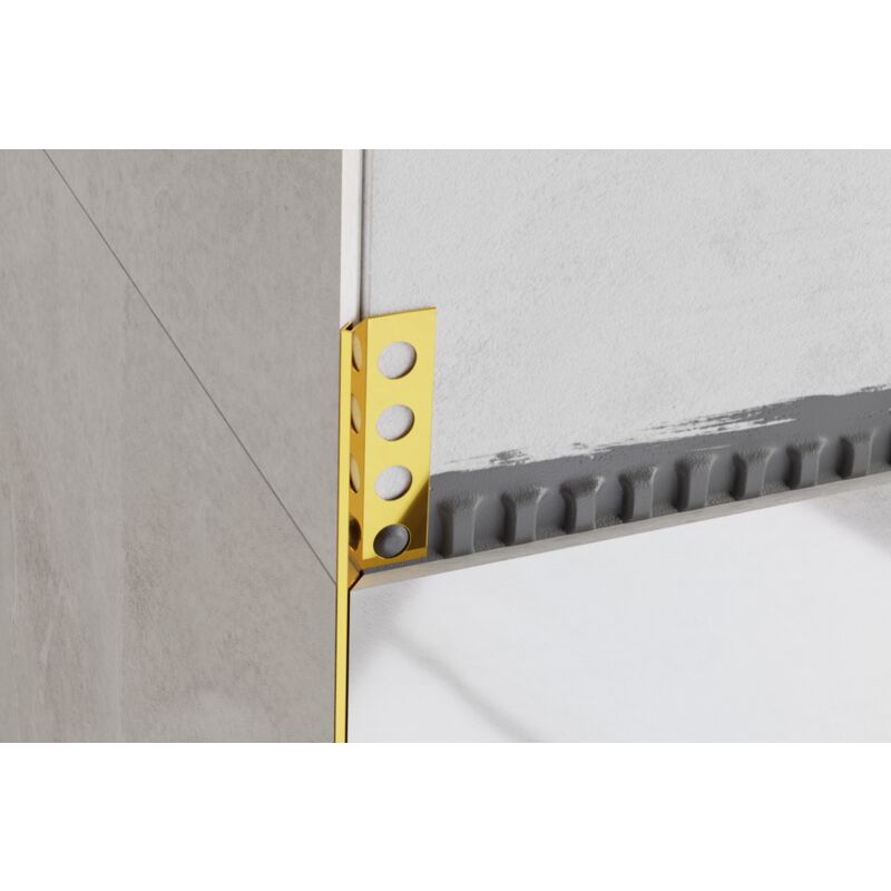 Profilé d'angle Rs en acier inoxydable à 45 degrés pour carreaux 1.4cm x 244cm - Or brillant