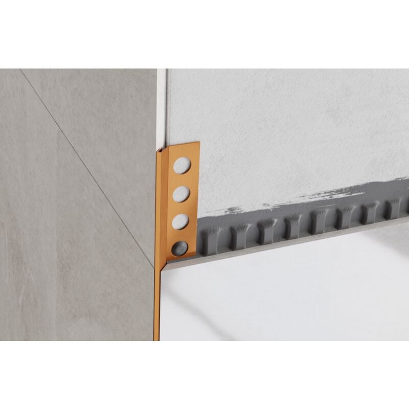 Profilé d'angle Rs en acier inoxydable à 45 degrés pour carreaux 1.4cm x 270cm - Cuivre satiné