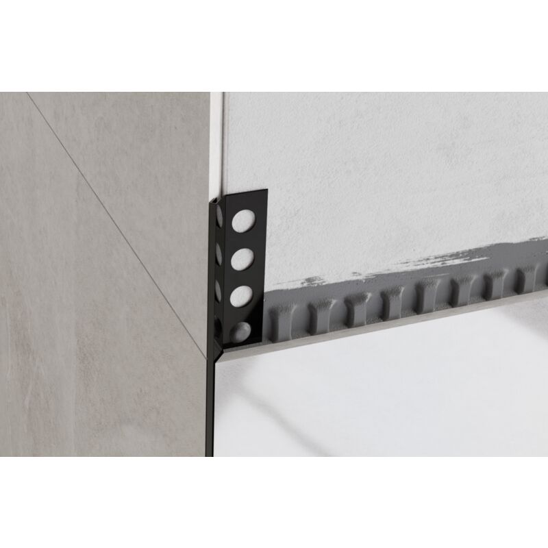 Profilé d'angle Rs en acier inoxydable à 45 degrés pour carreaux 1.4cm x 270cm - Noir brillant