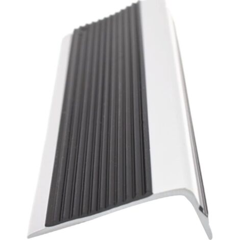 Profilé de marche en PVC, profilé de marche autocollant, structure en L, facile à installer 5020mm, adapté aux marches rondes, adapté aux marches d'escalier, pont de nez de marche en PVC (gris noir)
