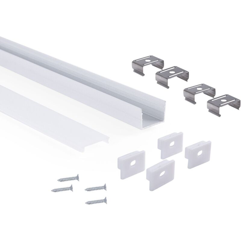 Profilé de surface en aluminium avec diffuseur - Kit complet - - Blanc - Blanc